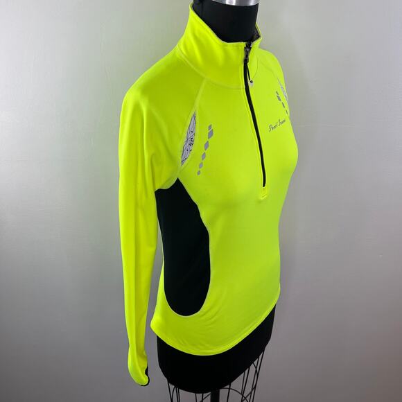 Pearl Izumi Select Neon Yellow Black Reflective Cycling Half Zip Long Pullover S - Picture 3 of 8